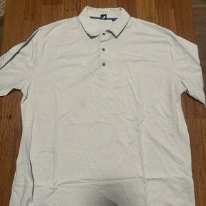 FootJoy Men's Polo Shirt - White with Black Stripes